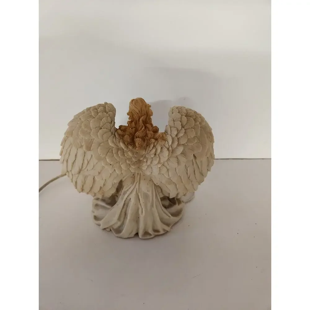 Lighted Angel Watching Over Holy Family Nativity Scene Christmas Figurine Vtg